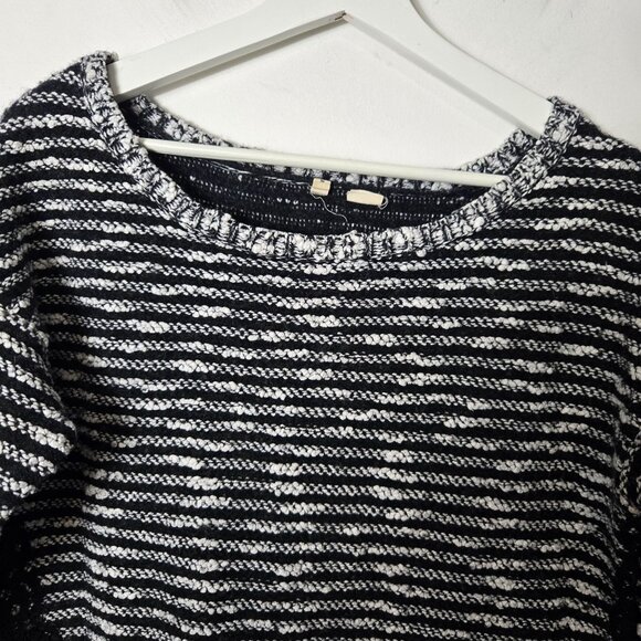 Anthropologie Moth Size L Staccato Stripe Tweed Lace Tunic Wool Blend Sweater - Picture 3 of 13